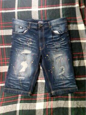 Switch Remarkable Mens Size30 Denim Shorts Whiskering Distressed Paint Splatter